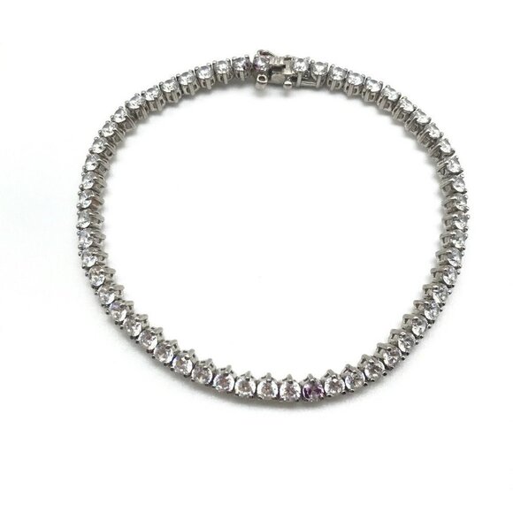 925 Sterling Silver CZ Round Cut Tennis Bracelet - Picture 1 of 5